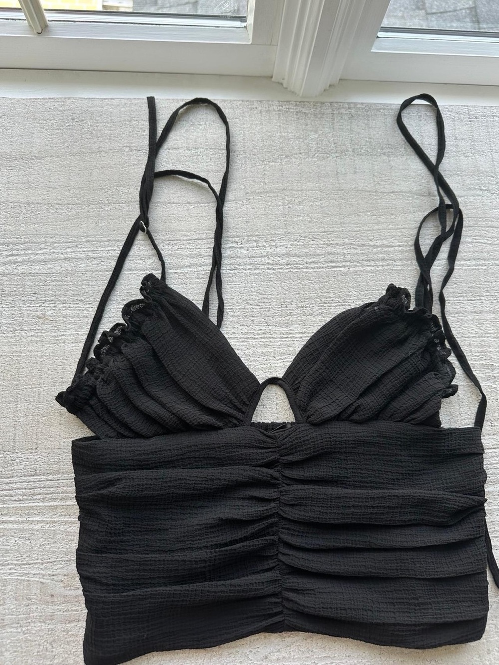 Zara Black Ruched Cropped Cami Top